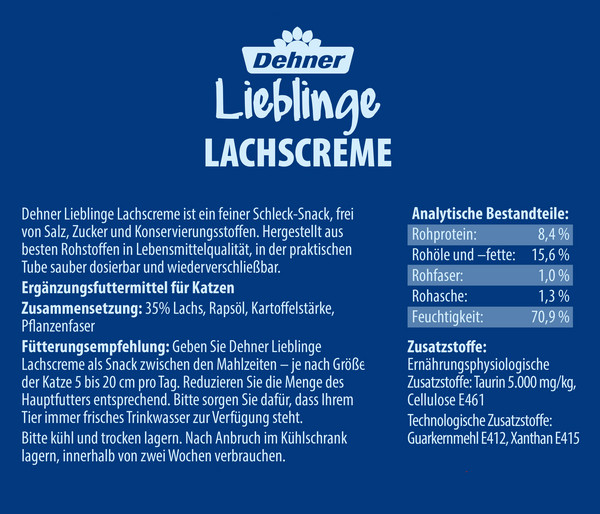 Dehner Lieblinge Katzensnack Lachscreme, 75 g