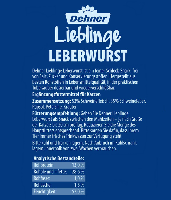 Dehner Lieblinge Katzensnack Leberwurst, 75 g