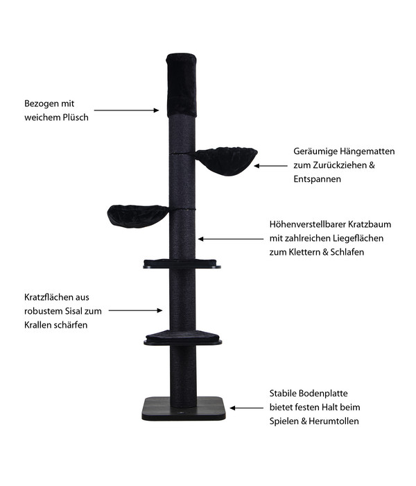 Dehner Lieblinge Kratzbaum Isis, schwarz, ca. B60/H240-260/T60 cm