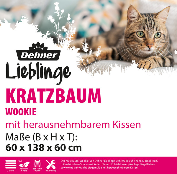 Dehner Lieblinge Kratzbaum Wookie, ca. B60/H138/T60 cm