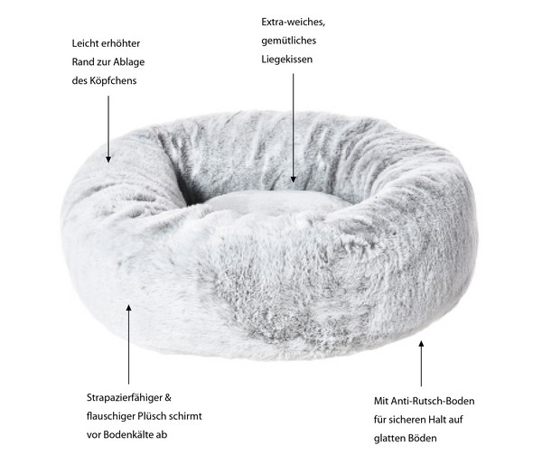 Dehner Lieblinge Kuschelbett Tender, rund, grau