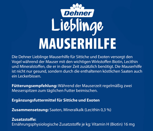 Dehner Lieblinge Mauserhilfe für Sittiche und Exoten, 20 g