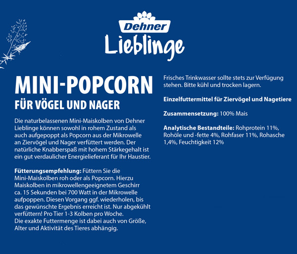 Dehner Lieblinge Nagersnack Mini-Popcorn für Vögel und Nager, 170g