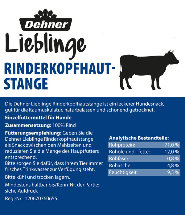 Dehner Lieblinge Rinderkopfhaut-Stange, 150 g