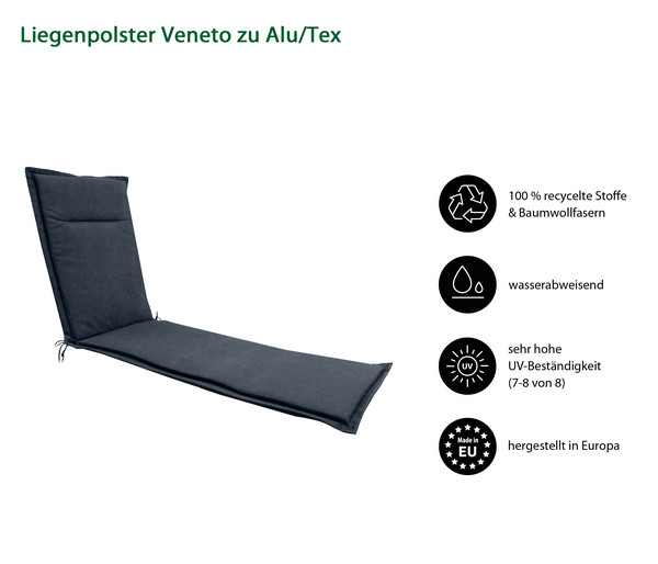 Dehner Liegenauflage Veneto für Alu-Tex-Liegen, ca. B55/H4/T198 cm