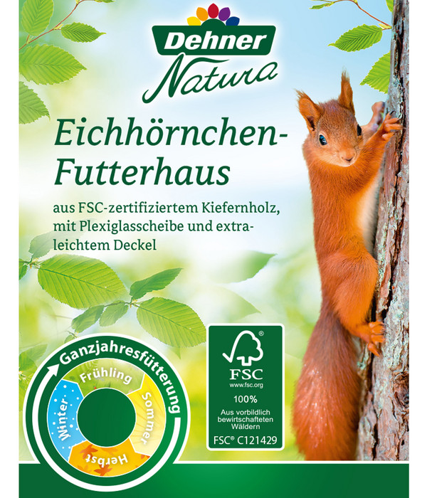 Dehner Natura Eichhörnchen-Futterhaus, ca. B12,5/H18,5/T25 cm