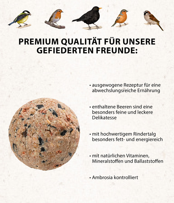 Dehner Natura Wildvogelfutter Beeren-Knödel, mit Netz