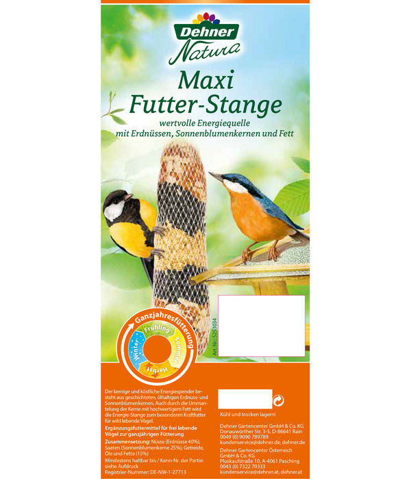 Dehner Natura Wildvogelfutter Maxi Futter-Stange, 600 g