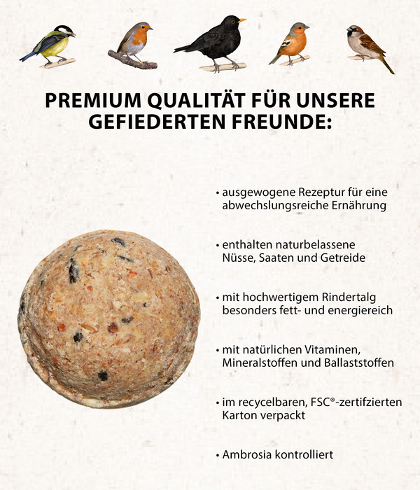 Dehner Natura Wildvogelfutter Meisen-Knödel im Karton, mit Netz
