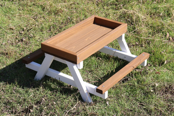 Dehner Picknicktisch, braun/weiß, ca. B46/H22/T40 cm