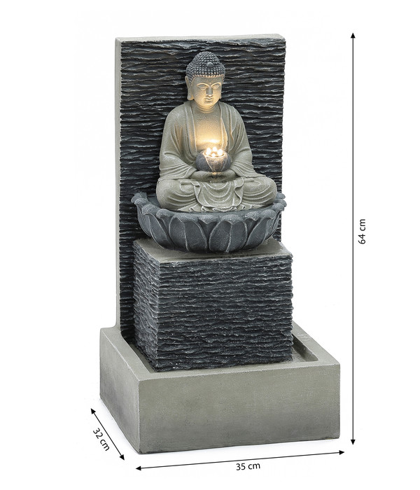 Dehner Polyresin-Gartenbrunnen Buddha, ca. B35/H64/T32 cm
