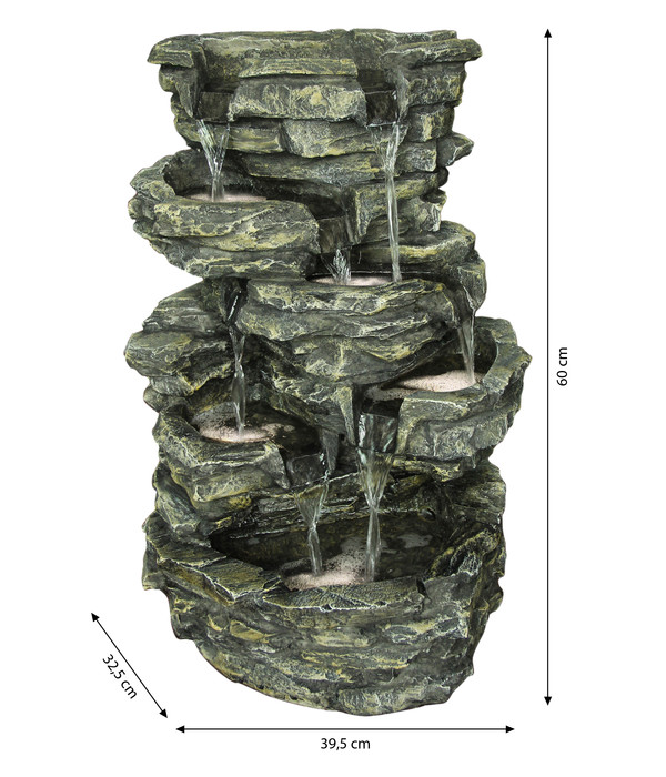 Dehner Polyresin-Gartenbrunnen Rocky, ca. B39,5/H60/T32,5 cm