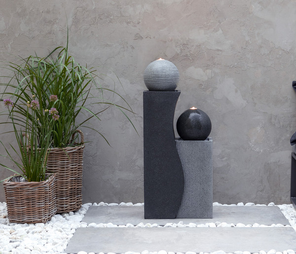 Dehner Polyresin-Gartenbrunnen Ying Yang, ca. H94 cm