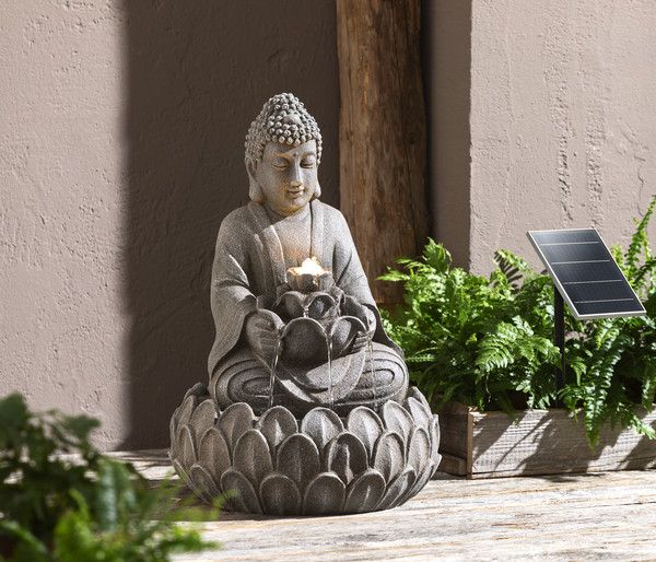 Dehner Polyresin-Solarbrunnen Yoga, ca. H55 cm