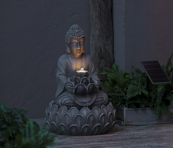 Dehner Polyresin-Solarbrunnen Yoga, ca. H55 cm