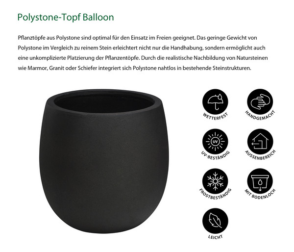 Dehner Polystone-Topf Balloon, espresso