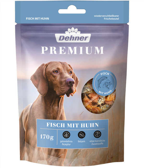 Dehner Premium Hundesnack Hühnerbrust mit Fisch, 170 g