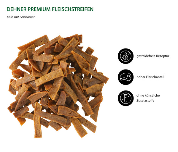 Dehner Premium Katzensnack Fleischstreifen, Kalb, 45 g