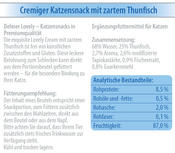 Dehner Premium Lovely Katzensnack Cream Mein Schleckermäulchen, 6 x 14 g