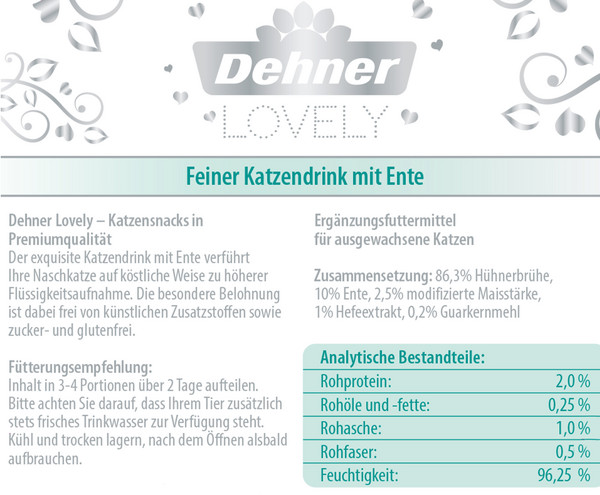 Dehner Premium Lovely Katzensnack Drink Für Beauties, Ente, 8 x 140 g