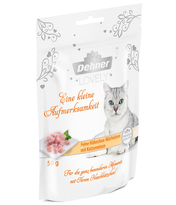 Dehner Premium Lovely Katzensnack Eine kleine Aufmerksamkeit, 12 x 50 g