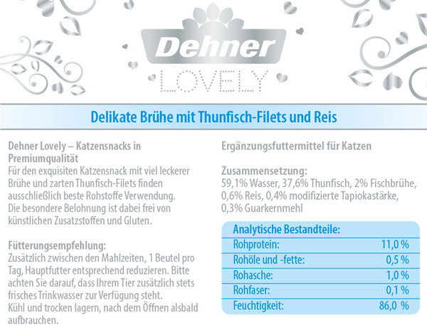 Dehner Premium Lovely Katzensnack Filets in Brühe Wohlfühl-Zone, 24 x 40 g