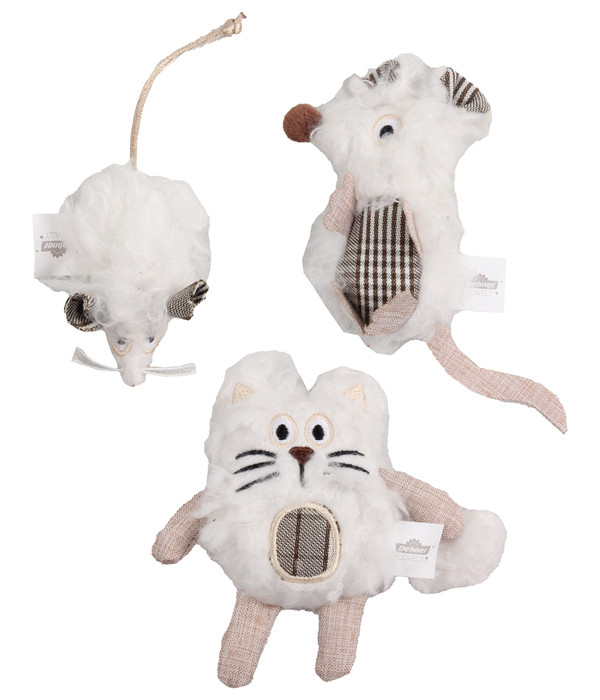 Dehner Premium Lovely Katzenspielzeug Set Kuschel-Mäuschen, Ratte & Katze, 3-teilig