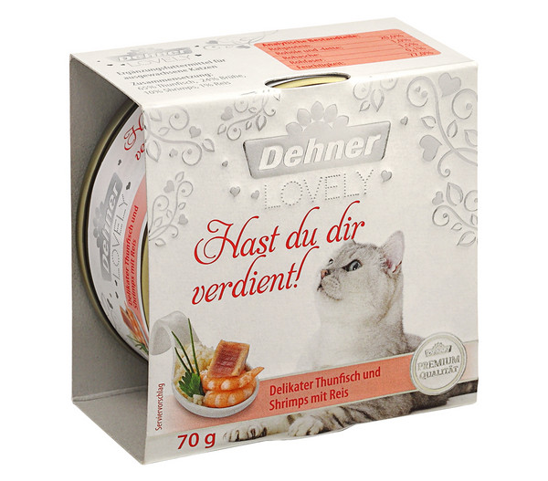 Dehner Premium Lovely Nassfutter für Katzen Hast du dir verdient!, 70 g