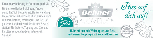 Dehner Premium Lovely Nassfutter für Katzen in Gelee Pass auf dich auf!, 85 g