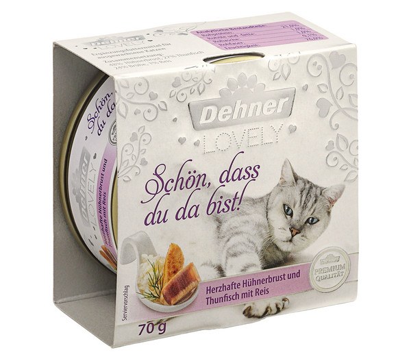 Dehner Premium Lovely Nassfutter für Katzen Schön, dass du da bist!, 70 g