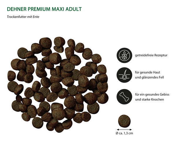 Dehner Premium Trockenfutter für Hunde Maxi Adult, Ente & Kartoffel