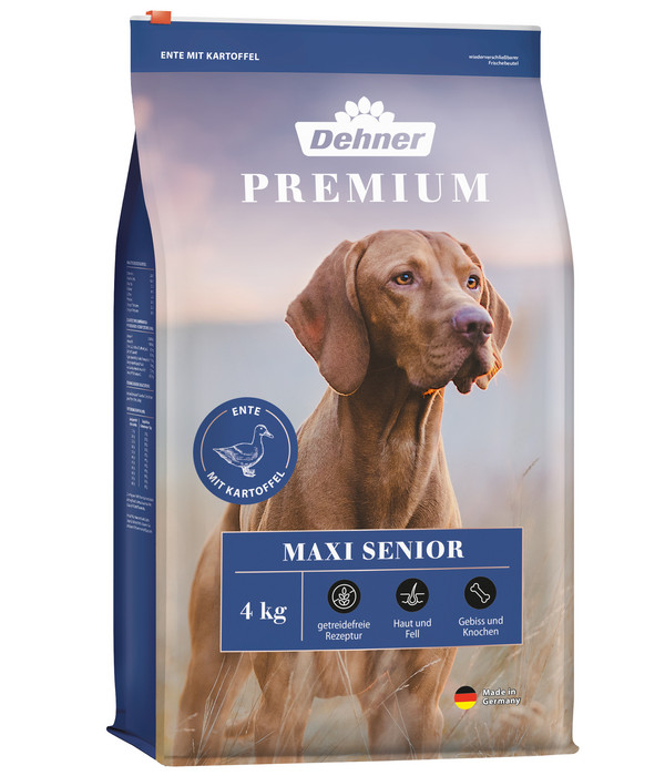 Dehner Premium Trockenfutter für Hunde Maxi Senior, Ente & Kartoffel