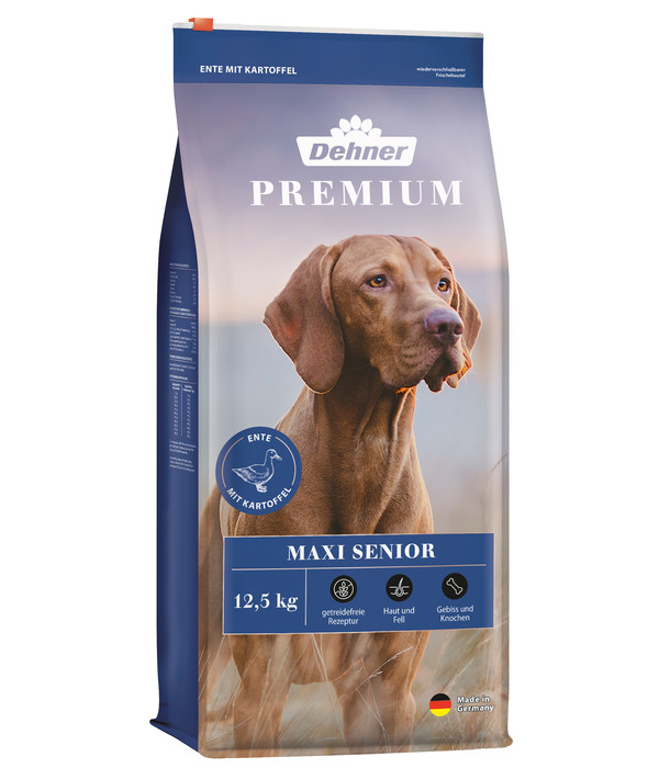 Dehner Premium Trockenfutter für Hunde Maxi Senior, Ente & Kartoffel