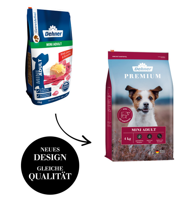 Dehner Premium Trockenfutter für Hunde Mini Adult, Rind & Kartoffel