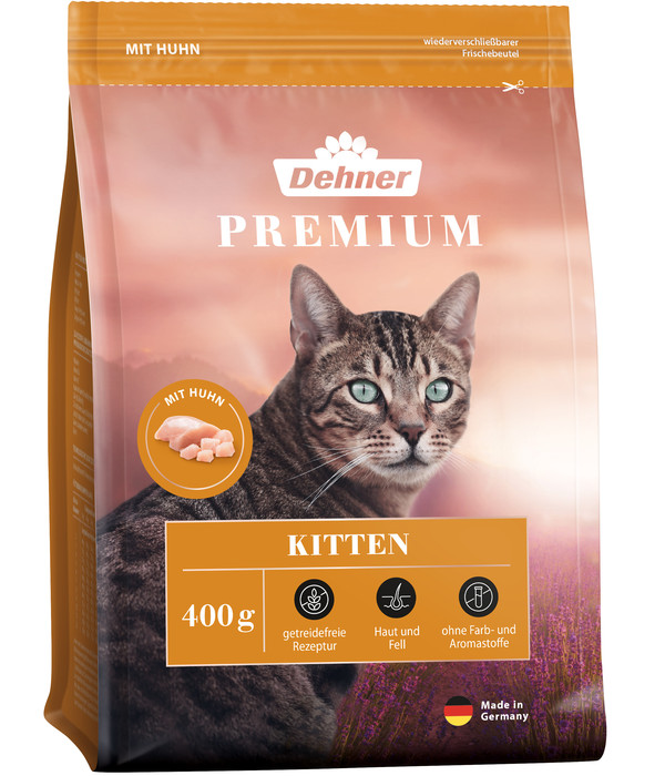 Dehner Premium Trockenfutter für Katzen Kitten, Huhn