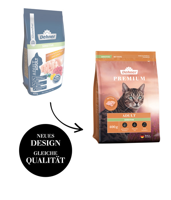 Dehner Premium Trockenfutter für Katzen Sensitive Adult, Pute