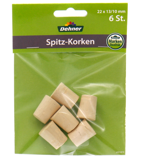 Dehner Spitz-Korken, Ø10/13/H22 mm, 6er-Set