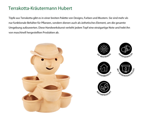 Dehner Terrakotta-Kräutermann Hubert, ca. Ø36/H46 cm