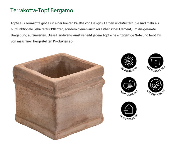 Dehner Terrakotta-Topf Bergamo, quadratisch