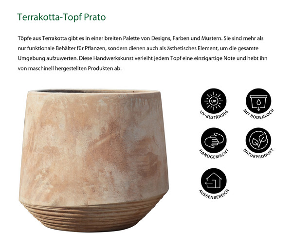 Dehner Terrakotta-Topf Prato, rund, terrakotta/creme