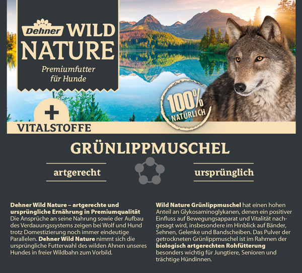 Dehner Wild Nature BARF-Ergänzungsfutter für Hunde Grünlippmuschel