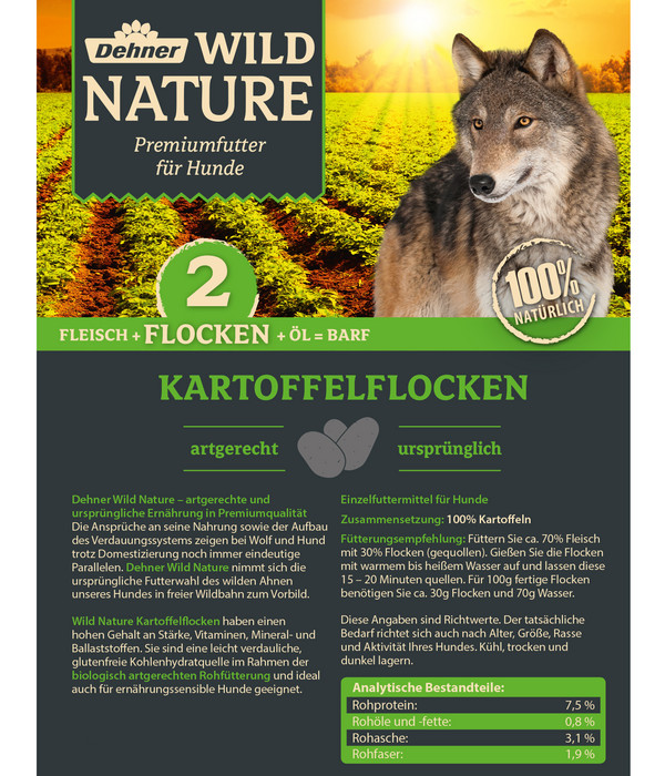 Dehner Wild Nature BARF-Ergänzungsfutter für Hunde Kartoffelflocken