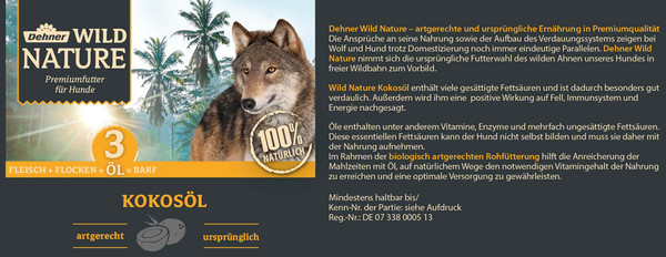Dehner Wild Nature BARF-Ergänzungsfutter für Hunde Kokosöl