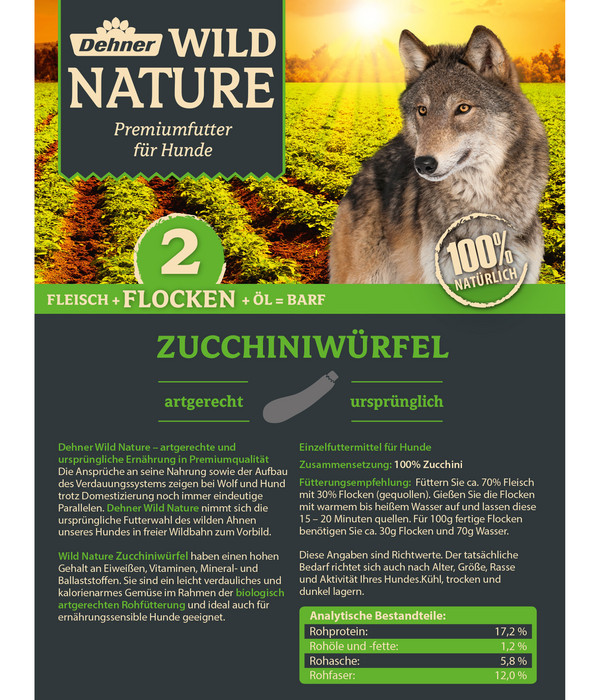 Dehner Wild Nature BARF-Ergänzungsfutter für Hunde Zucchiniwürfel