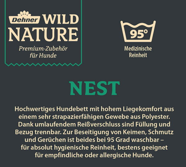 Dehner Wild Nature Hundebett Nest, rechteckig, grau