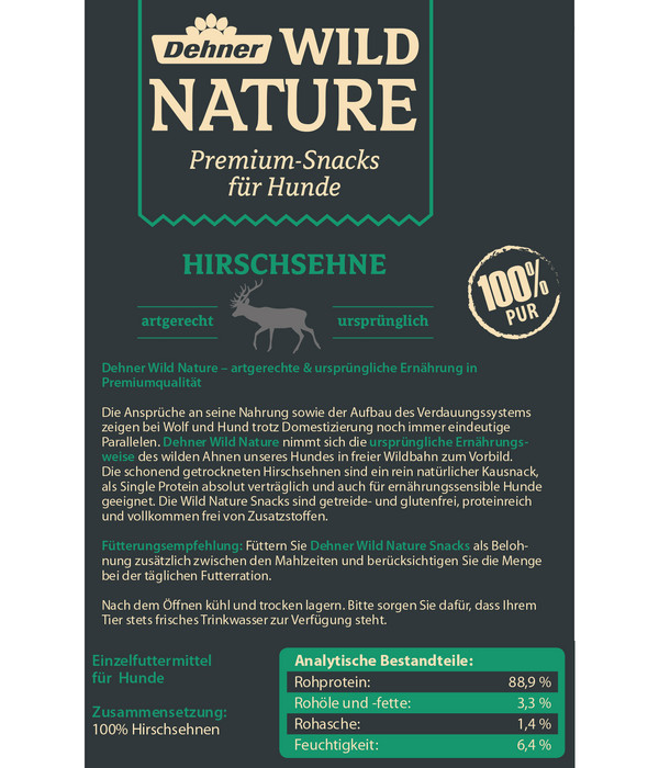 Dehner Wild Nature Hundesnack Hirschsehne, 200 g