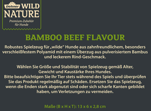 Dehner Wild Nature Hundespielzeug Bamboo Beef Flavour, ca. B13/H6/T2,8 cm
