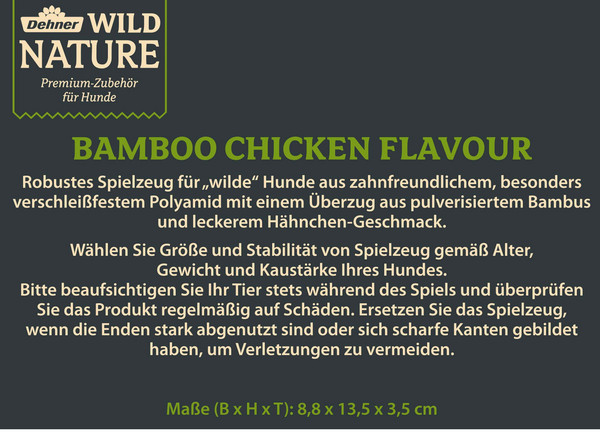 Dehner Wild Nature Hundespielzeug Bamboo Chicken Flavour, ca. B8,8/H13,5/T3,5 cm