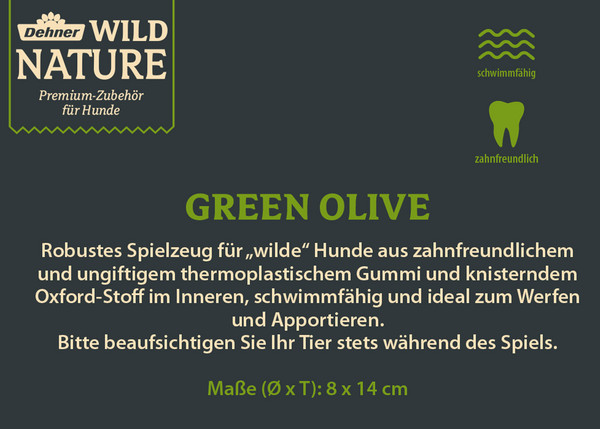 Dehner Wild Nature Hundespielzeug Green Olive, ca. Ø8/T14 cm