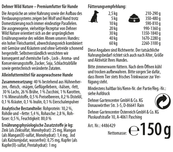 Dehner Wild Nature Nassfutter für Hunde Gebirgssee Adult, 150 g